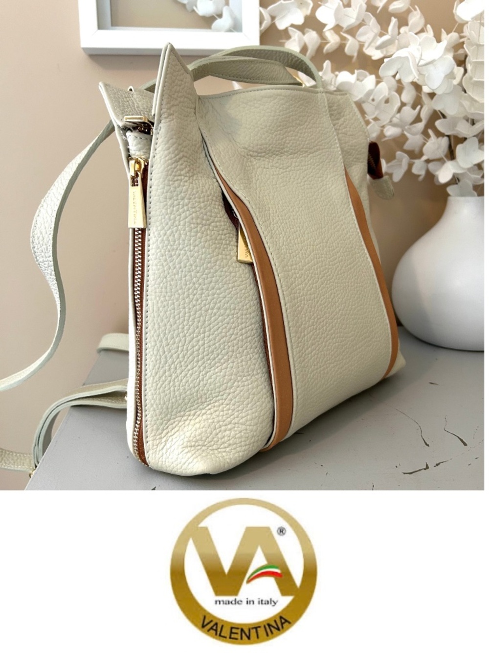 Like New! Valentina Leather Convertible Shoulder/Backpack Made in Italy